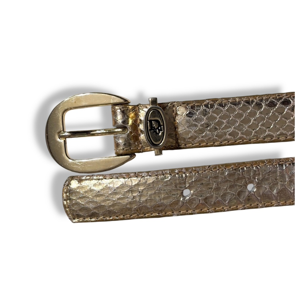 DIOR Gold Snakeskin Belt Gold Hardware Size SM VINTAGE - Picture 8 of 9